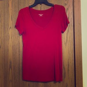 Red V-neck T-shirt